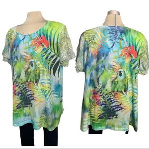Essentials Green Printed Short Sleeves Size 22